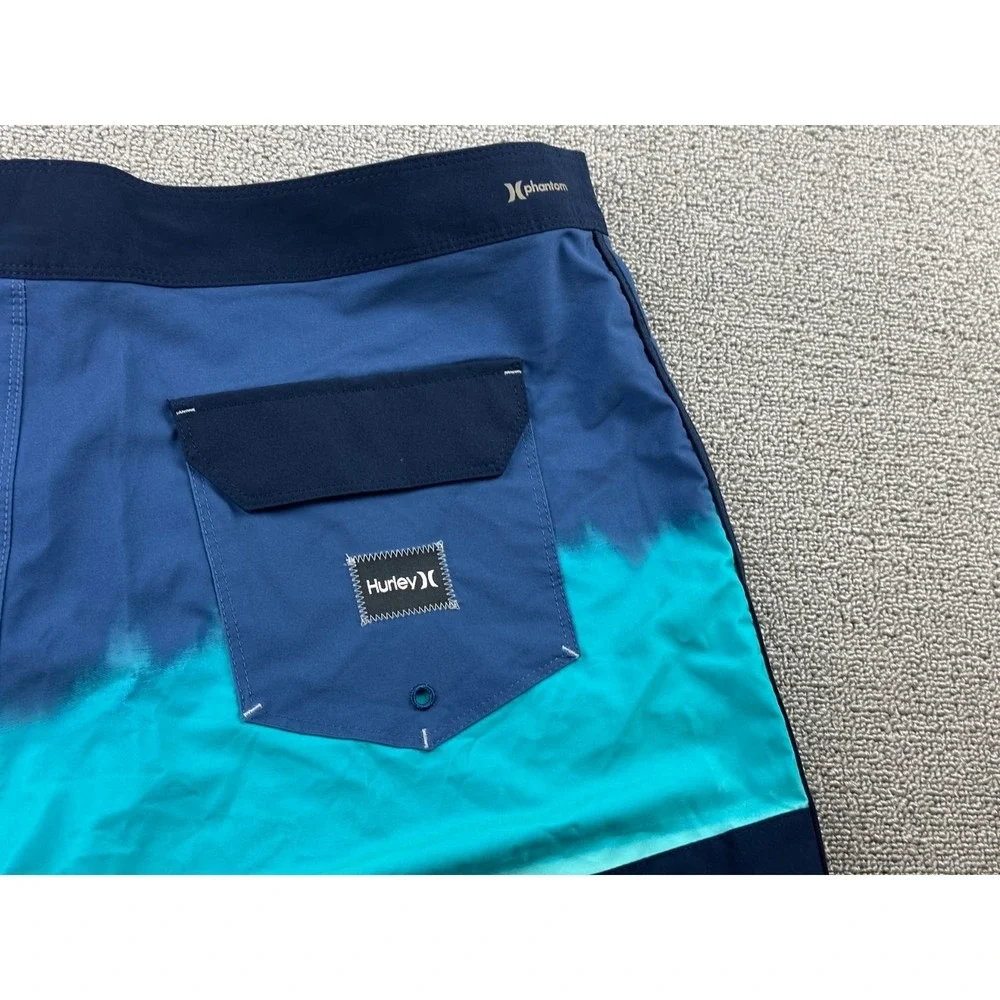 Hurley Board Shorts Men L‎ Blue Phantom Performance Colorblock Beach Vacation